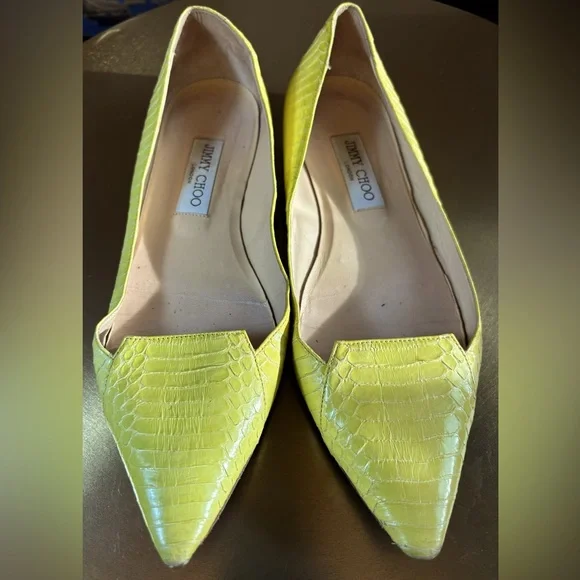 Jimmy Choo Pointed Python Flats Used - Picture 1 of 6